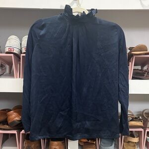 Banana Republic Midnight Blue Ruffled Blouse